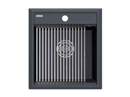 Кухонная мойка + коландер Paulmark PM114651-AN+R375-BS 46х51 цвет антрацит