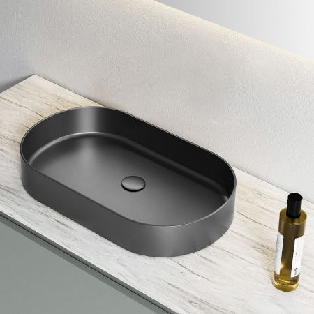 Раковина из нержавеющей стали AltroBagno Eterno AltroBagnoEterno001026MtGr 60х40 накладная цвет оружейная сталь