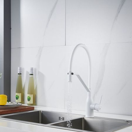 Смеситель для кухни Shevanik S343C-1 на мойку белый