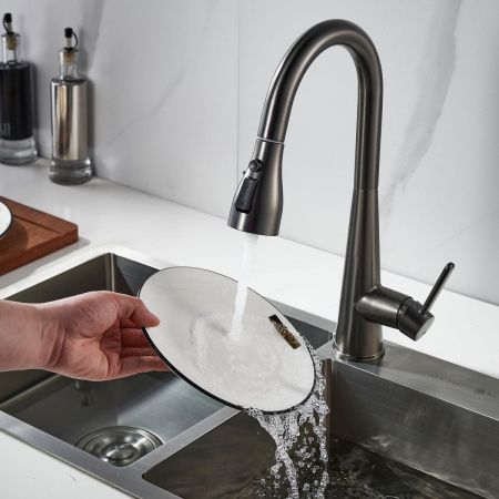 Смеситель для кухни Shevanik S363T на мойку оружейная сталь