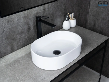Раковина керамическая Gid Lago 51239 47х32 накладная цвет белый