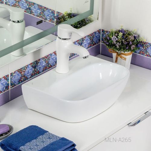Раковина из сантехнического фарфора Melana A265-803 40х30 подвесная цвет белый 1 отверстие под смеситель