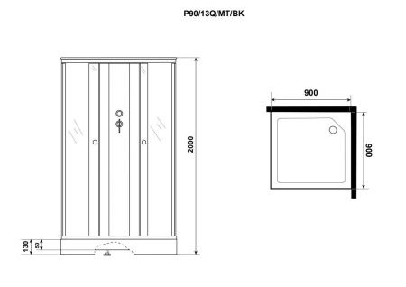 Душевая кабина Niagara Promo P90/13Q/MT/BK 90х90 квадратная без крыши ориентация универсальная