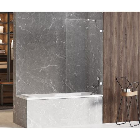 Душевая шторка на ванну New Trendy AVEXA EXK-1948 50х150 стекло прозрачное профиль хром ориентация универсальная