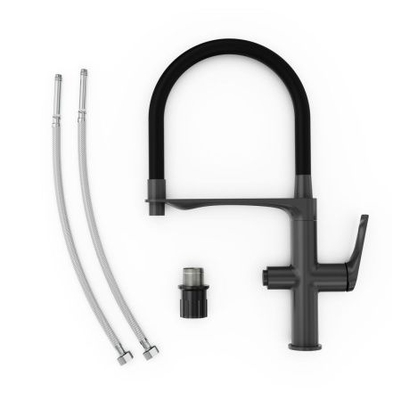 Смеситель для кухни Tokito MITSUISHI TOK-MIT-1012GM на мойку вороненая сталь