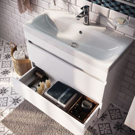 Тумба с раковиной Iddis Zodiac ZOD8CB0i95K 80х40 подвесная цвет белый