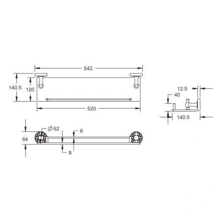 Полка в ванную комнату Rose RG10Q RG1019Q