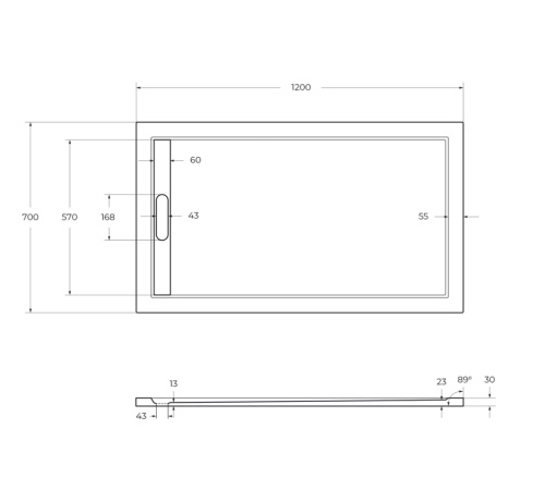Душевой поддон Cezares TRAY-AS-AH-120/70-30-W 120х70 искусственный мрамор белый - фото 2