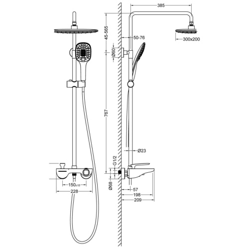 Душевая стойка Timo Tetra-thermo SX-0169/00 настенная цвет хром/белый глянцевый - фото 2