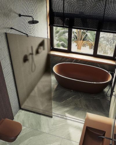 Душевая перегородка Maybah Glass MGD-697-2у 80х195 стекло тонированное профиль бронза - фото 5