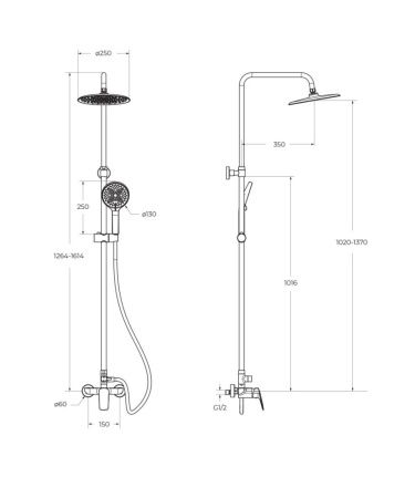 Комплект: стойка со смесителем BelBagno MARINO MARINO-DOCM/LVM-CRM настенный хром