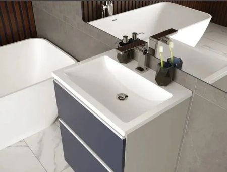 Раковина из искусственного камня Uperwood Self 4538341000 60х50 полувстраиваемая цвет белый