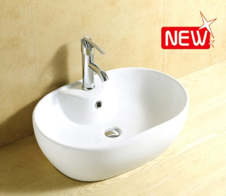 Раковина из санфаянса CeramaLux 9163 63х42 накладная цвет белый 1 отверстие под смеситель