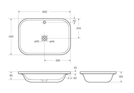Раковина из сантехнического фаянса Cezares CZR-DRO-65-LVB 70х50 накладная цвет белый 1 отверстие под смеситель