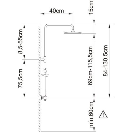 Душевая стойка Clever PANAM EVO XTREME 61019 настенная цвет черный