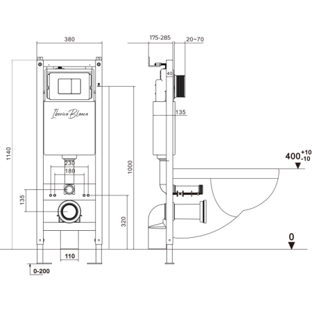 Комплект сантехническая инсталляция с клавишей смыва Iberica Blanca INOX-C IB.001M.1172