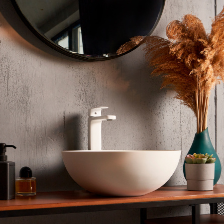 Раковина из искусственного камня MonteBianco Nemi 390 20141 50х36 встраиваемая цвет белый матовый без отверстий под смеситель