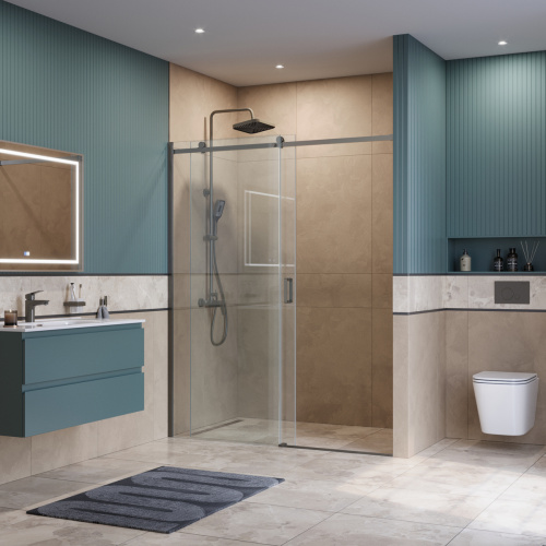 Душевая дверь BelBagno SOFT CLOSE-2 SOFT_CLOSE-2-BF-1-160-C-GM 160х200 стекло прозрачное профиль оружейная сталь - фото 4