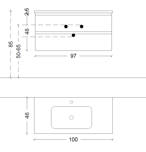 Тумба под раковину Armadi Art Capolda 849-100-LA 97х45х48 подвесная цвет бежевый - фото 2