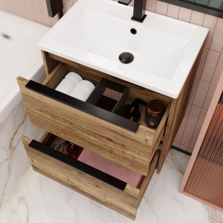 Тумба с раковиной La Fenice TESORO NFNC-01-TES-DGT-60-2-3-60 60х50 подвесная цвет коричневый