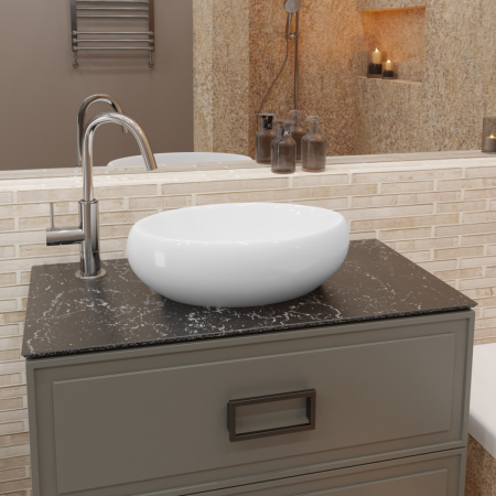 Раковина из сантехнического фаянса CHARUS TORRE BIANCA 700-022W 50х30 накладная цвет белый без отверстий под смеситель