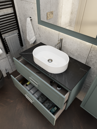 Тумба со столешницей La Fenice CUBO TWIN NFNC-01-CUB-G-100-2-2-GB 100х50 подвесная цвет синий/серый