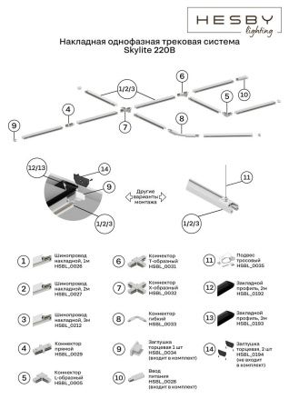 Шинопровод однофазный накладной Hesby Lighting Skylite (Скылите) HSBL_0212