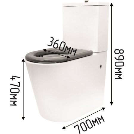 Унитаз напольный с бачком Dstrana 4620 белый без сиденья безободковый каскадный смыв