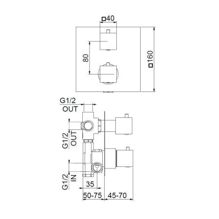 Смеситель для ванны и душа Webert Pegaso PE970903015 настенный хром с термостатом