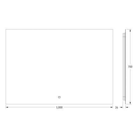 Зеркало с подсветкой Defesto GLOW DF 2519SH 100х70 подвесное