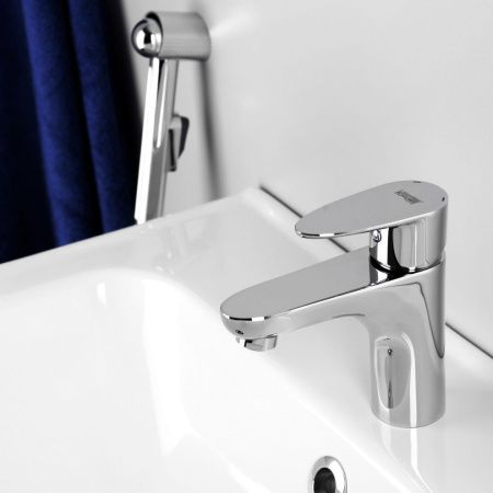 Комплект: смеситель с гигиеническим душем Wasserkraft Leine 3500 3508 на раковину хром