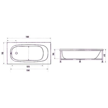 Ванна акриловая Aquanika Norma A1015070017 150х70 пристенная прямоугольная
