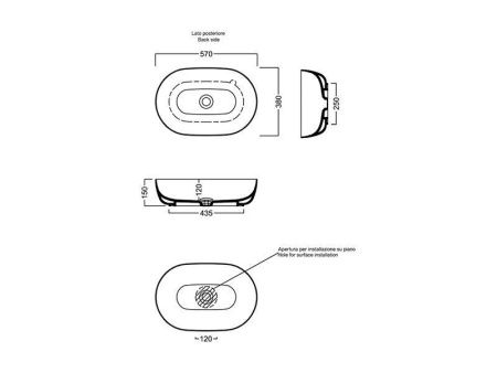 Раковина из сантехнического фаянса Hatria HAPPY HOUR Y8AK01 60х40 накладная цвет белый