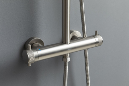 Душевая стойка Allen Brau Fantasy 5.11001-BN настенная цвет никель с термостатом