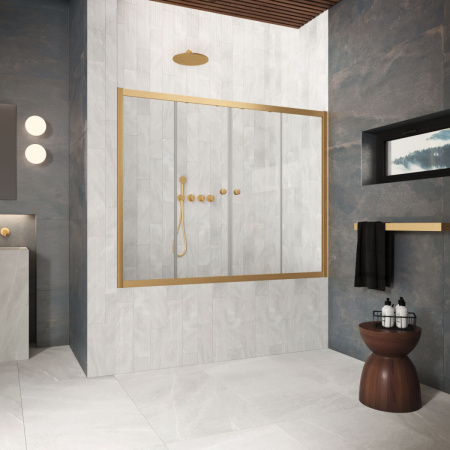 Душевая шторка на ванну Vegas-Glass Z2V Protec Z2V Protec 155 03 01 155х140 стекло прозрачное профиль золото матовое ориентация универсальная