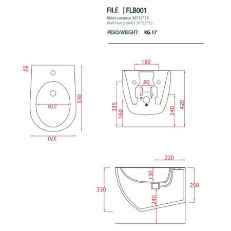 Биде подвесное Artceram File 2.0 FLB001 17 00 цвет черный