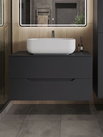 Тумба с раковиной Orange Line Li-100TugMDF+B03-600W 100х50 цвет серый