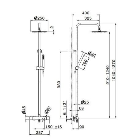 Душевая стойка Newform X-Steel 316 69650X.50.050 настенная цвет нержавеющая сталь