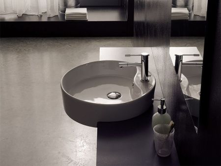 Раковина из сантехнического фаянса Scarabeo Thin-Line 8029/D 50х50 полувстраиваемая цвет белый