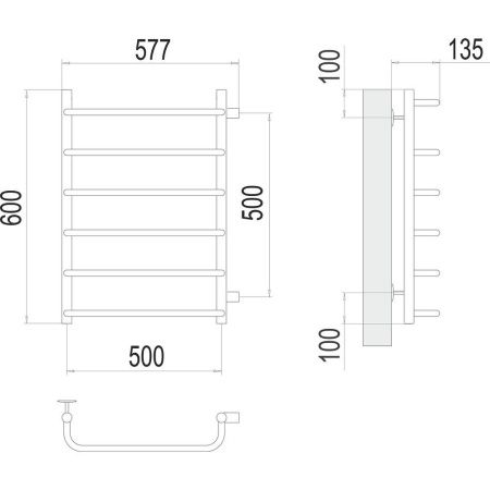 Полотенцесушитель водяной Terminus 4670078530349 60х60 хром