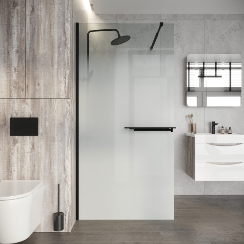 Душевая перегородка Niagara Nova NG-582-90BLACK 90х200 стекло матовое профиль черный матовый - фото 3