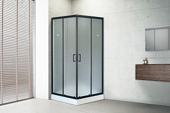 Душевой уголок Royal Bath HP RB90HP-C-BL 90х90 стекло матовое профиль черный с поддоном
