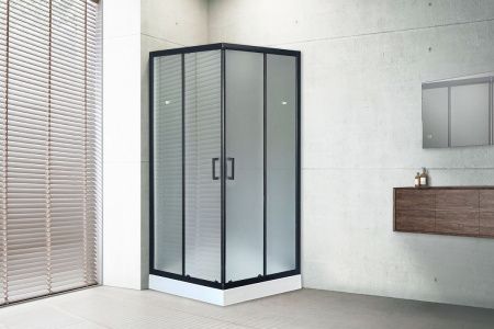 Душевой уголок Royal Bath HP RB80HP-C-BL 80х80 стекло матовое профиль черный с поддоном