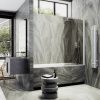 Душевая шторка на ванну Maybah Glass MGV-611-1 60х140 стекло тонированное профиль белый ориентация универсальная
