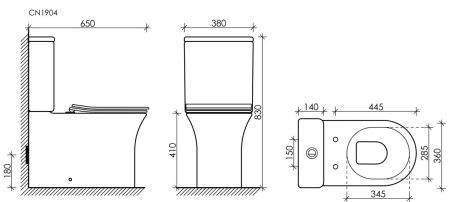 Унитаз напольный с бачком Ceramica Nova STAR CN1904 белый с сиденьем микролифт безободковый душевой смыв