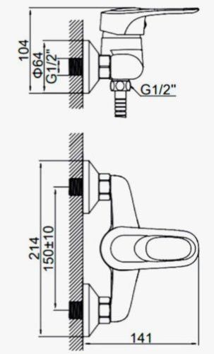 Смеситель для душа D-Lin D160628 настенный хром - фото 2