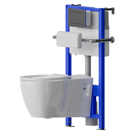 Унитаз для инвалидов подвесной Dstrana AID 4623-А белый с сиденьем безободковый каскадный смыв