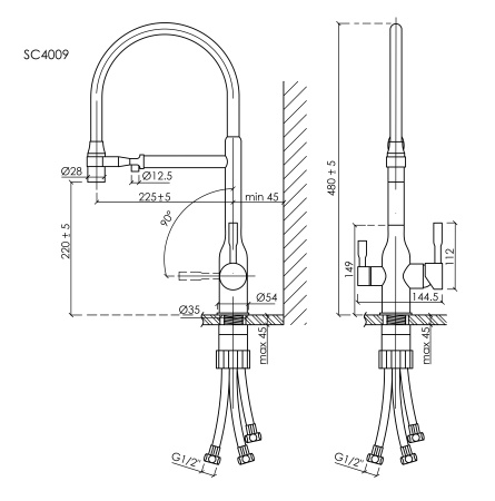 Смеситель для кухни Sancos Garda SC4009BN на мойку брашированный никель/черный без термостата