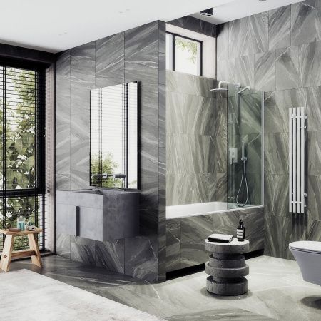 Душевая шторка на ванну Maybah Glass MGV-62-1ш 40х140 стекло прозрачное профиль белый ориентация универсальная