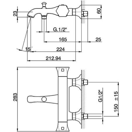 Смеситель для ванны Cisal Cherie CET2701021 настенный хром с термостатом